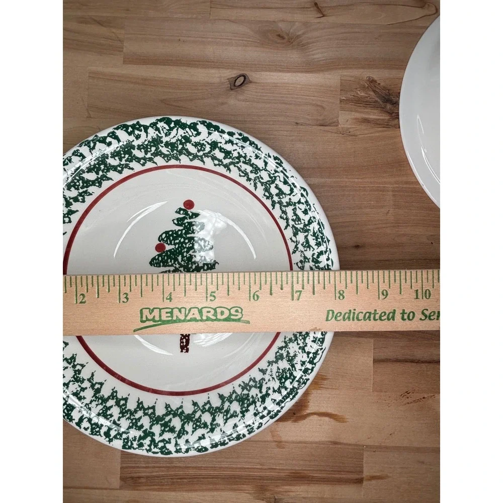 Furio Christmas Tree Pasta Bowls Set of 4 Made in Italy Holiday Sponged Ceramic
